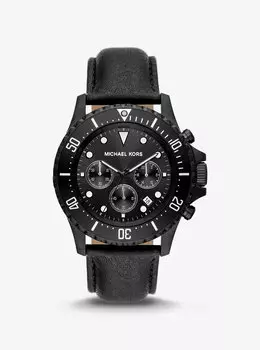 Крупногабаритные часы Everest в черном цвете и коже Michael Kors, черный