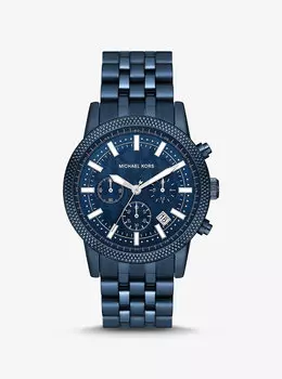 Крупногабаритные часы Hutton темно-синего цвета Michael Kors, синий