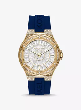 Крупногабаритные часы Lennox Pav в золотистом и силиконовом исполнении Michael Kors, синий
