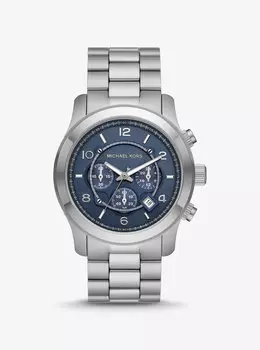 Крупногабаритные серебристые часы Runway Michael Kors, серебряный