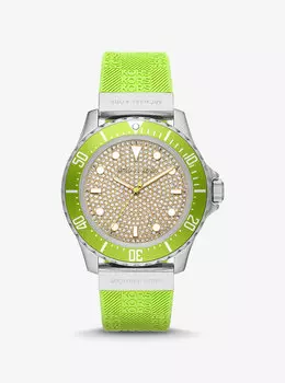 Крупногабаритные тонкие часы Everest Pav из серебристого силикона с тиснением Michael Kors