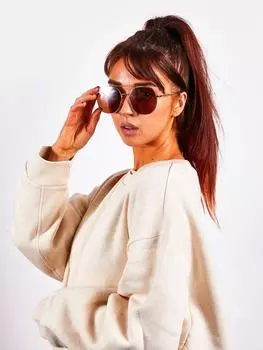 Крупногабаритные закругленные солнцезащитные очки-авиаторы SVNX, коричневый