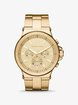 Крупногабаритные золотистые часы Dylan Michael Kors, серебряный