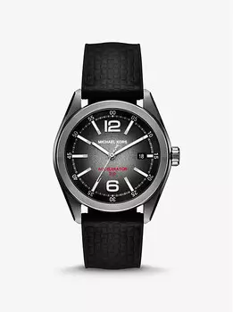 Крупные часы Accelerator 2.0 из оружейной стали и текстурированного силикона Michael Kors, черный