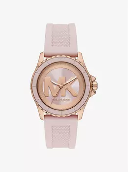 Крупные часы Everest из розового золота и силикона Michael Kors, розовый