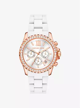 Крупные часы everest pav из розового золота и силикона Michael Kors, белый