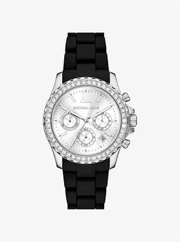 Крупные часы everest pav серебристого тона Michael Kors, черный