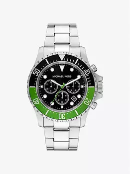 Крупные часы everest серебристого цвета Michael Kors, зеленый