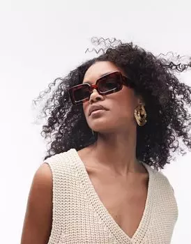 Крупные прямоугольные солнцезащитные очки Topshop Flossie в черепаховой расцветке