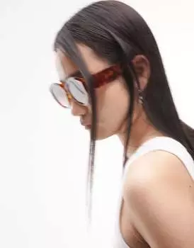 Крупные солнцезащитные очки Topshop круглой черепаховой расцветки