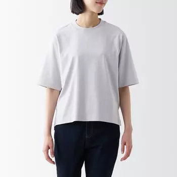 Крутая футболка с короткими рукавами и широкими рукавами с УФ-вырезом MUJI, светло-серый