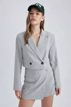 Крутой пиджак стандартного кроя DeFacto, серый