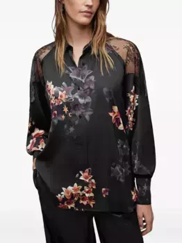 Кружевная блузка AllSaints, черный