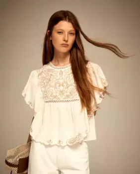 Кружевная блузка-бабочка Sfera, цвет Crema