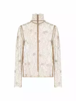 Кружевная блузка DG Dolce&Gabbana, бежевый