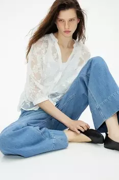Кружевная блузка H&M, белый