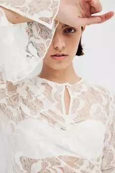 Кружевная блузка H&M, белый