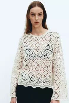 Кружевная блузка H&M, бежевый