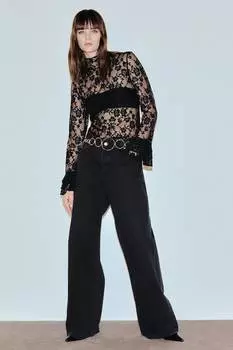 Кружевная блузка H&M, черный