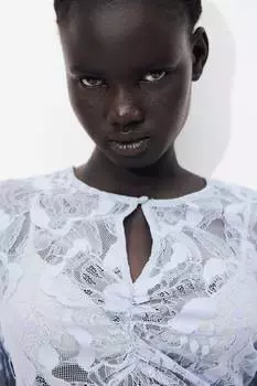 Кружевная блузка H&M, синий