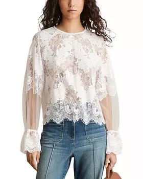 Кружевная блузка Эмилия REISS, слоновая кость/кремовый