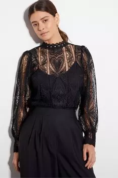 Кружевная блузка Leona Monsoon, черный