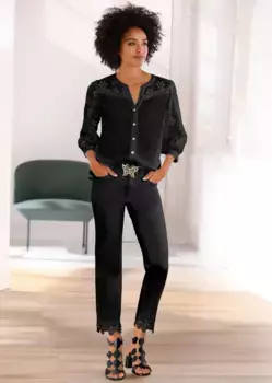 Кружевная блузка LINEA TESINI by Heine, черный