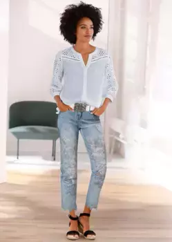 Кружевная блузка LINEA TESINI by Heine, голубой