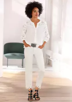 Кружевная блузка LINEA TESINI by Heine, кремовый