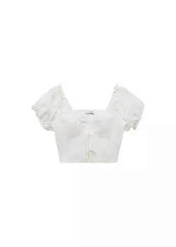 Кружевная блузка MANGO Blouse Lili, белый