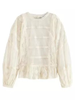 Кружевная блузка Next Blouse, кремовый