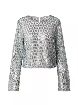 Кружевная блузка OBJECT Blouse OBJGITTE, базальтовый серый