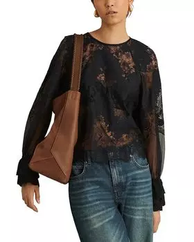 Кружевная блузка REISS, синий