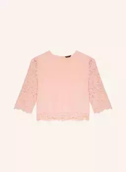 Кружевная блузка-рубашка с рукавами 3/4 Guess, розовый