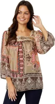Кружевная блузка с принтом «Флора» Johnny Was, мульти