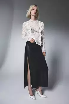 Кружевная блузка с пышными рукавами и рюшами H&M, белый