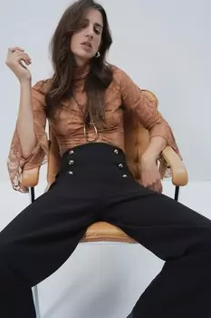 Кружевная блузка с водолазкой H&M, бежевый
