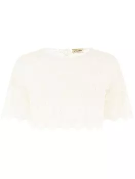 Кружевная блузка Saint Laurent, белый