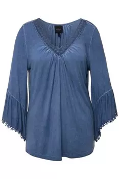Кружевная блузка Ulla Popken Blouse, пыльно-голубой
