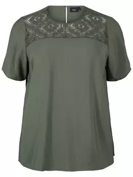 Кружевная блузка Zizzi Blouse, оливковый