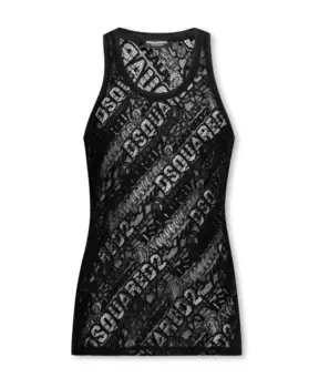 Кружевная футболка без рукавов Dsquared2, черный