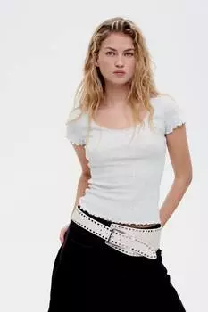 Кружевная футболка с кружевной отделкой H&M, серый