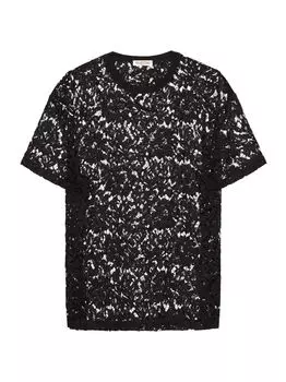 Кружевная футболка Valentino, черный