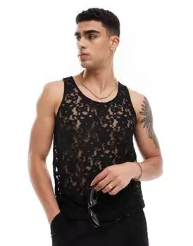 Кружевная майка стандартного кроя ASOS