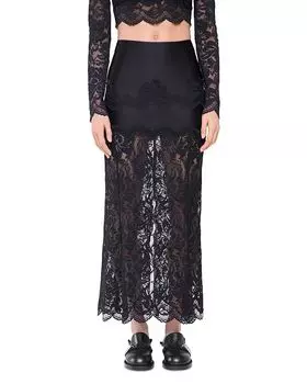 Кружевная макси-юбка Rabanne, черный