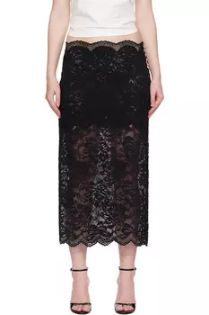 Кружевная миди-юбка Rabanne, черный