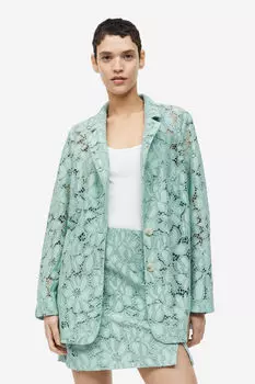 Кружевная мини-юбка H&M, зеленый
