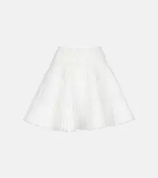 Кружевная мини-юбка со складками ALAA, белый