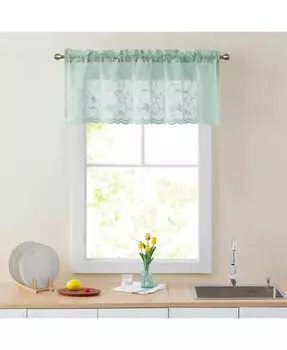 Кружевная прозрачная кухонная штора Joyce с балдахином — карман для штанги для небольших окон, ванной комнаты и кухни — 54 Ш x 18 Д HLC.me, зеленый