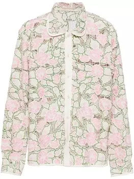 Кружевная рубашка BODE с цветочной вышивкой, розовый